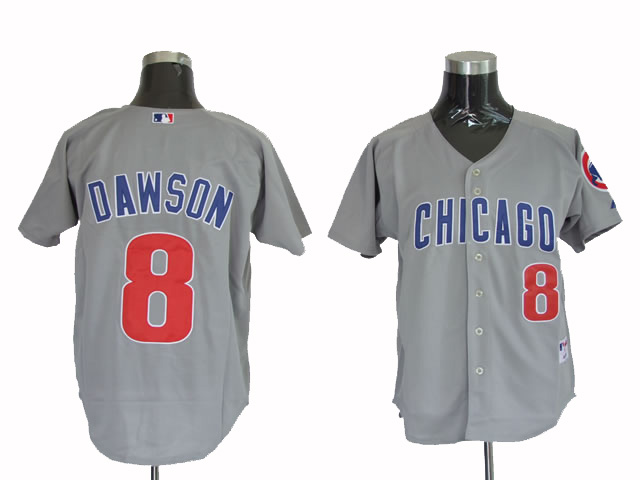 Mitchell and Ness Cubs #8 Andre Dawson Stitched Grey Throwback MLB Jersey - Click Image to Close